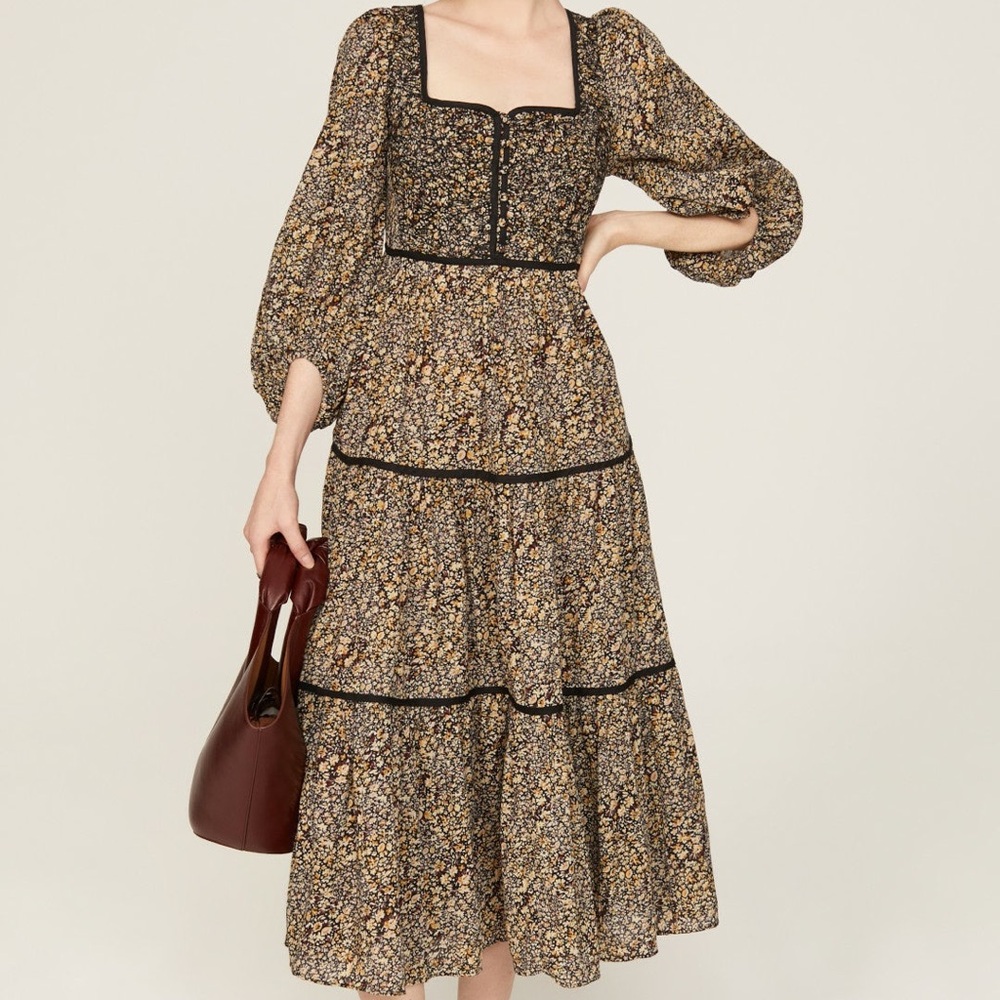 Floral Black and Brown Women's Dress